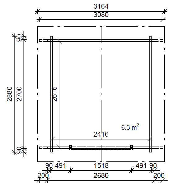 Timmerlåda PS-S Pulpettak 6,7m² - Timmerlador - 6424110257095 - 3