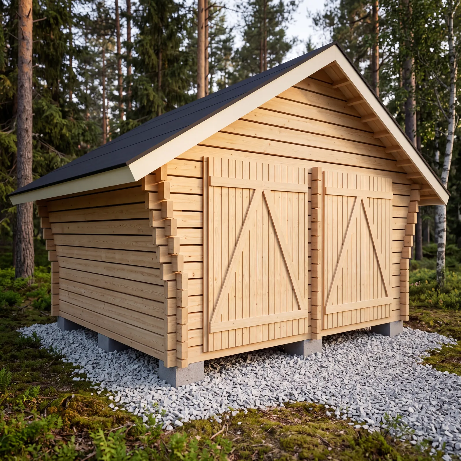 Hirsilato R-L (16m²) Rakomallinen Pihavarasto