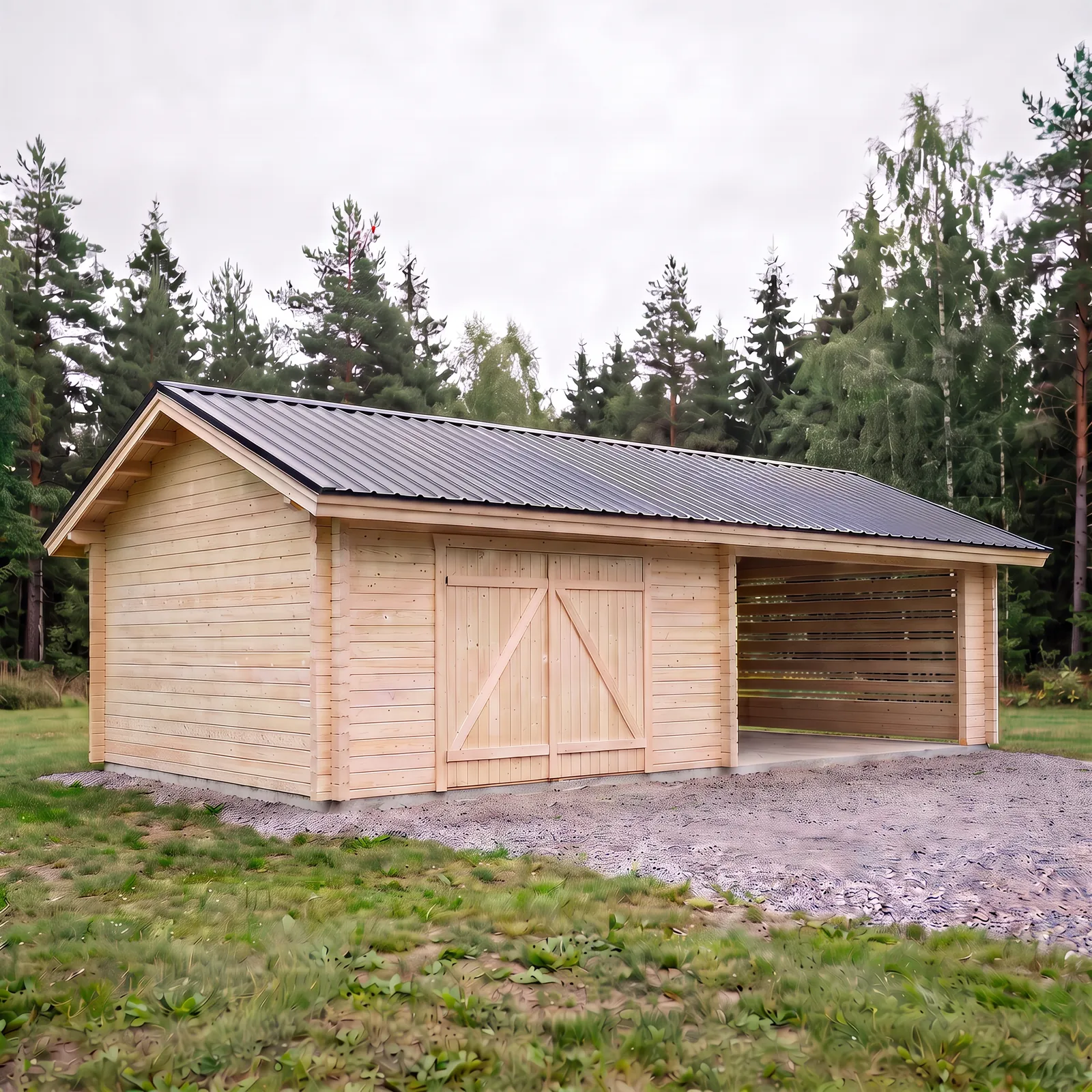 Autotalli + Katos AT30KL (53,9 m²)