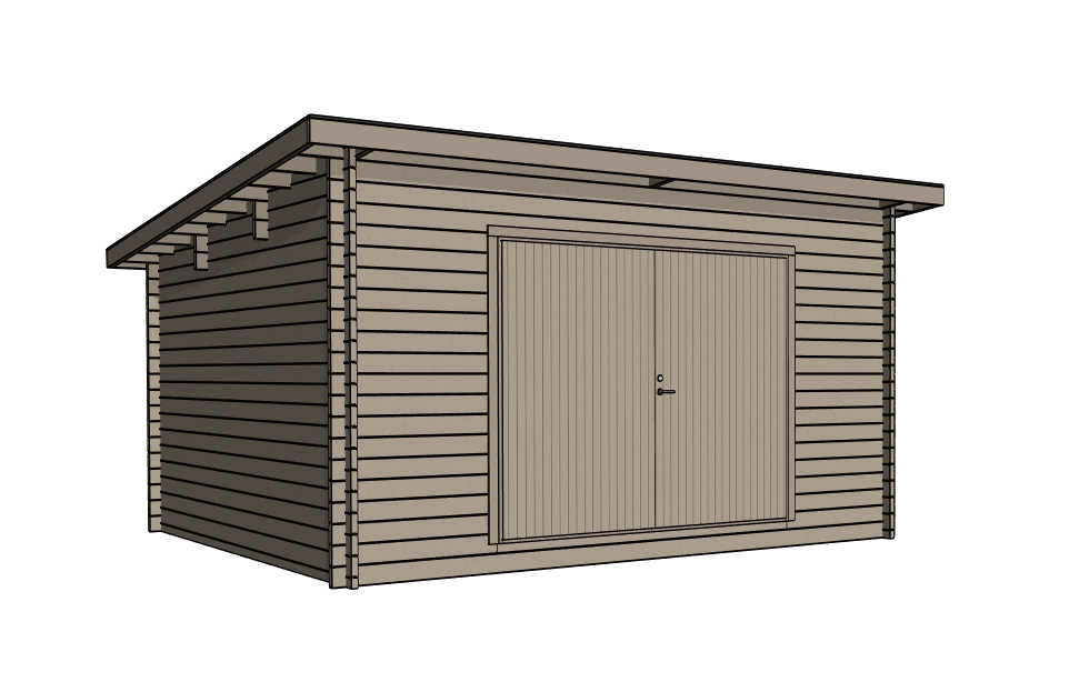 PS-XLA (19,3 m²) pihavarasto autotallin ovella