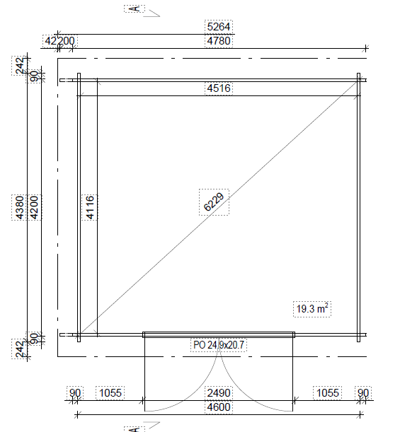 PS-XLA (19,3 m²) pihavarasto autotallin ovella kuva 2