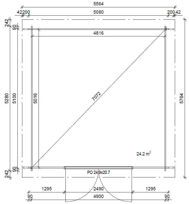 PS-XXLA (25 m²) pihavarasto autotallin ovella kuva 2
