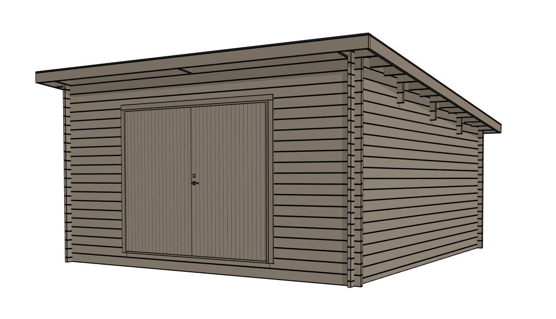 PS-XXLA (25 m²) pihavarasto autotallin ovella kuva 4