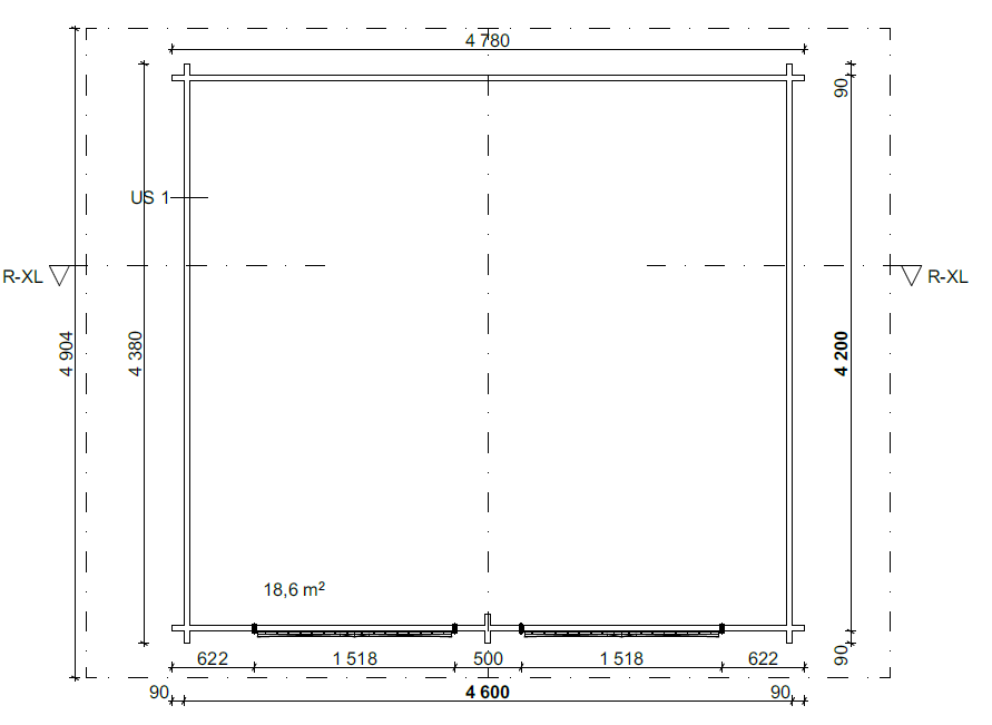 Hirsilato R-XL (20m²) Rakomallinen Pihavarasto kuva 5