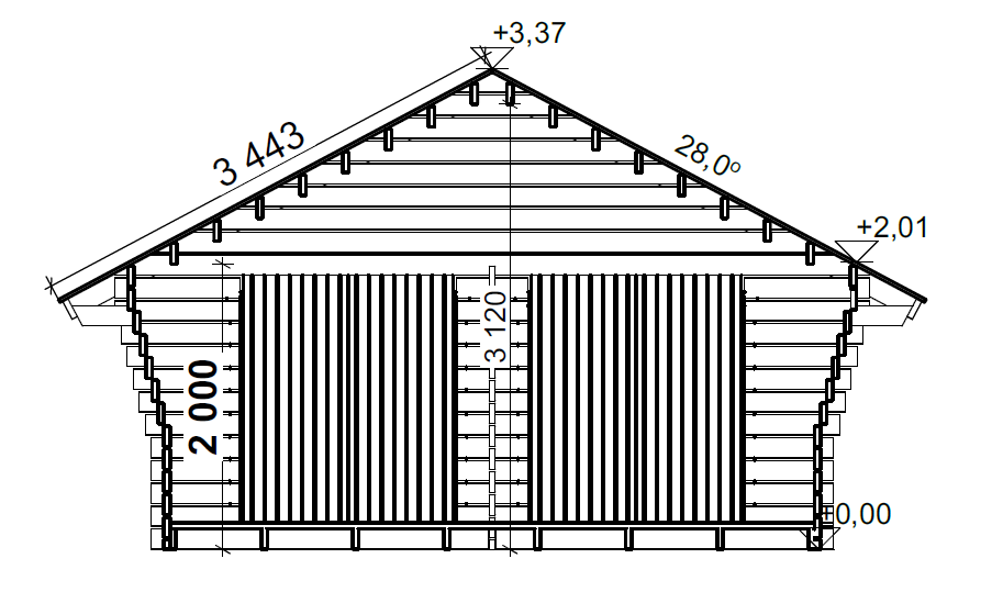 Hirsilato R-XL (20m²) Rakomallinen Pihavarasto kuva 8