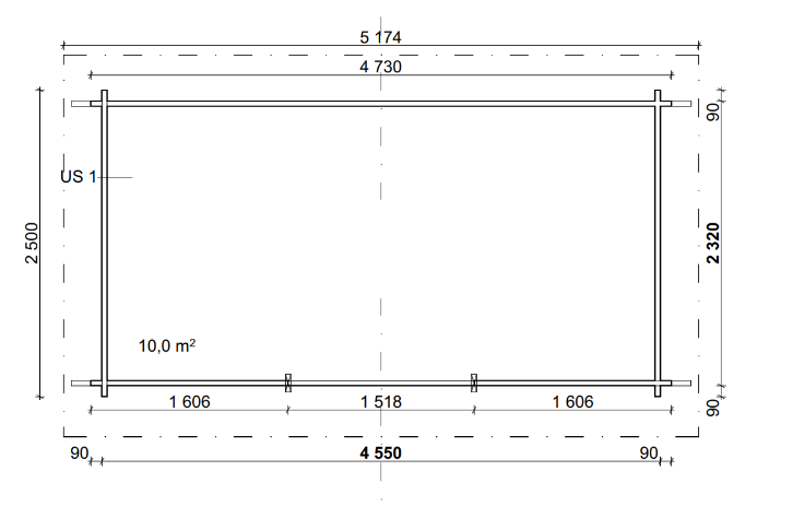 Hirsilato P-M (10m²) Pulpettikatto Pihavarasto kuva 9