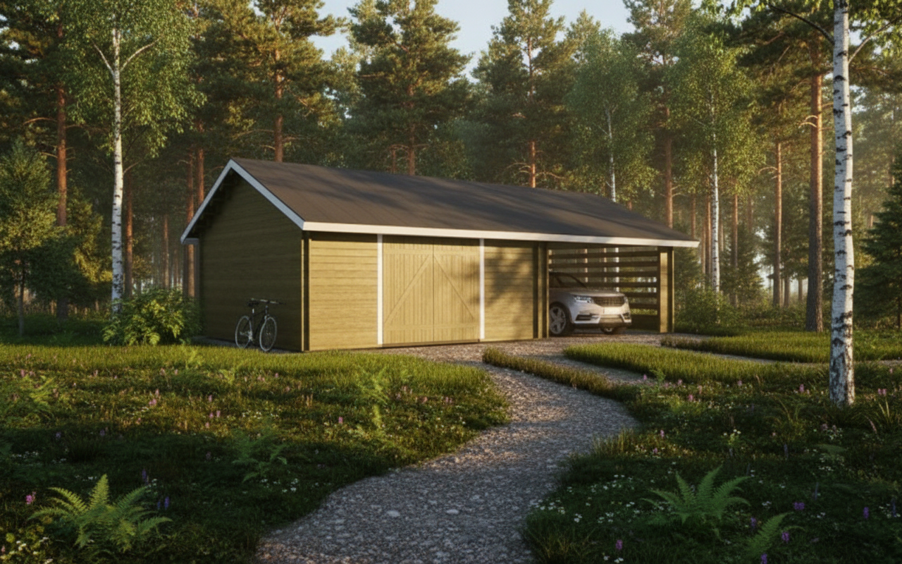 Autotalli + Katos AT30KL (53,9 m²) kuva 8