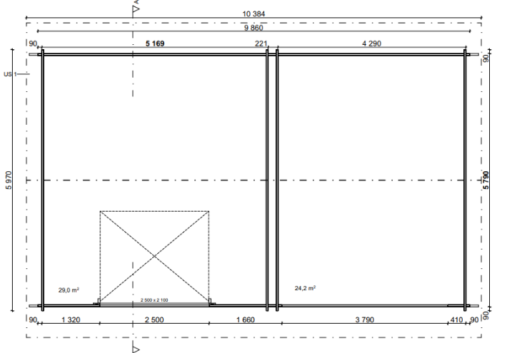 Autotalli + Katos AT30KL (53,9 m²) kuva 4